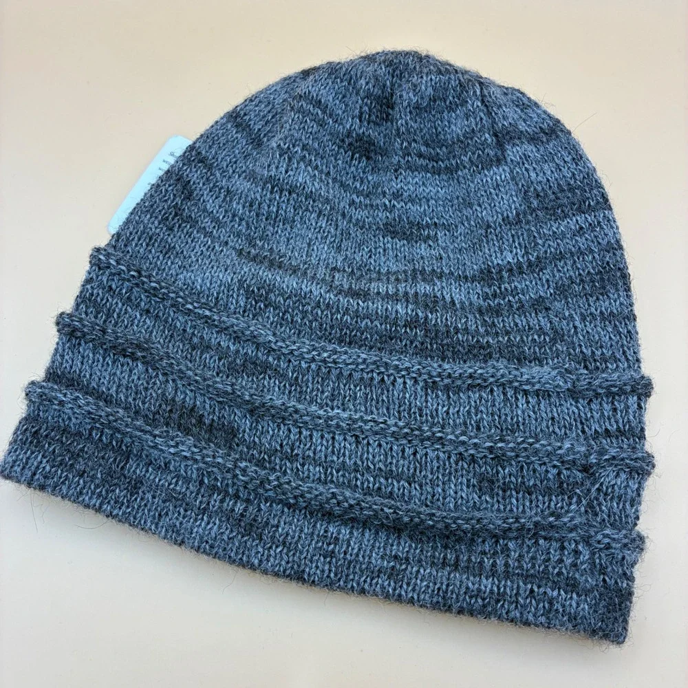 Shupaca Womens Mens Beanie OS Baby Alpaca Grey Knit Slouchy Warm Winter Hat